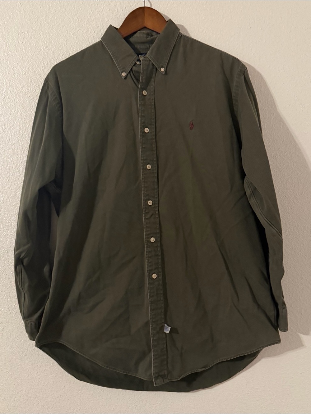 Polo Ralph Lauren Shirt Large Dark Green Outdoor Long Sleeve Casual Men Pony